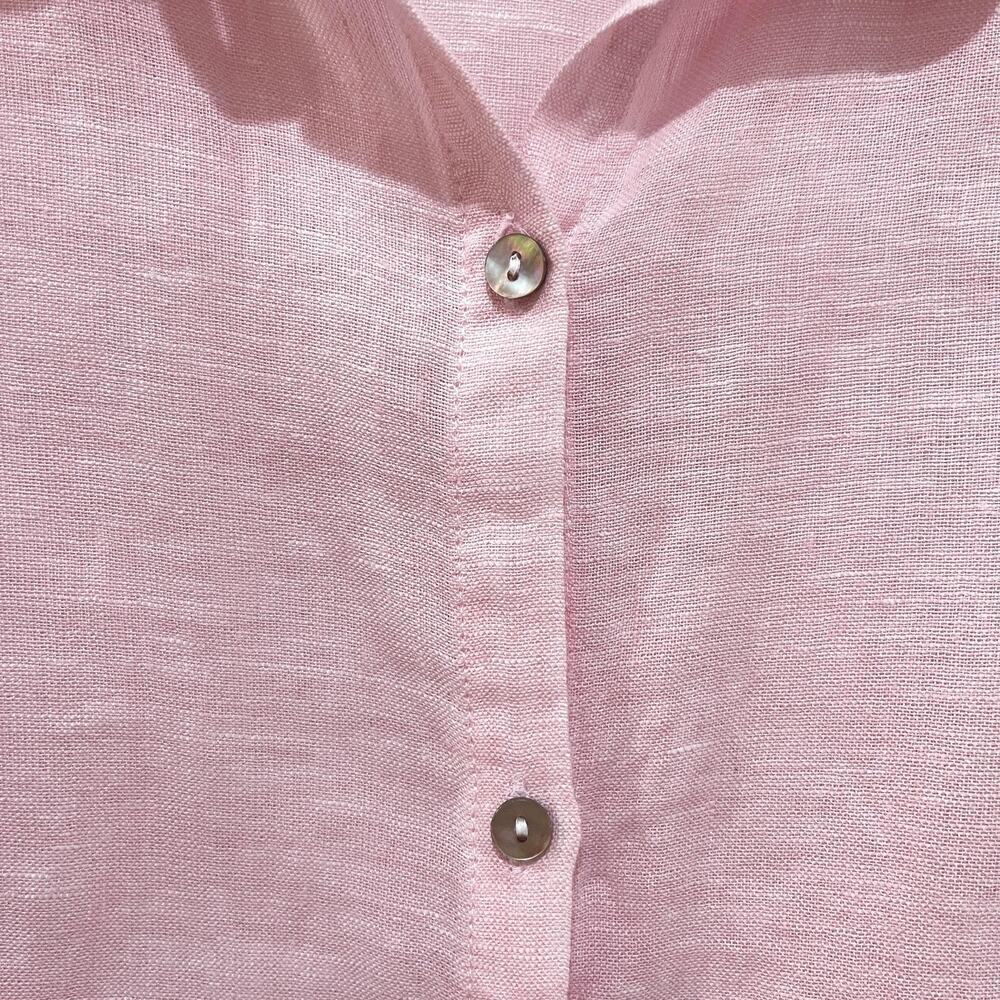 Joie Shirt Womens Large Pink 100% Linen Button Front Long Sleeve Top Lightweight - Picture 5 of 7